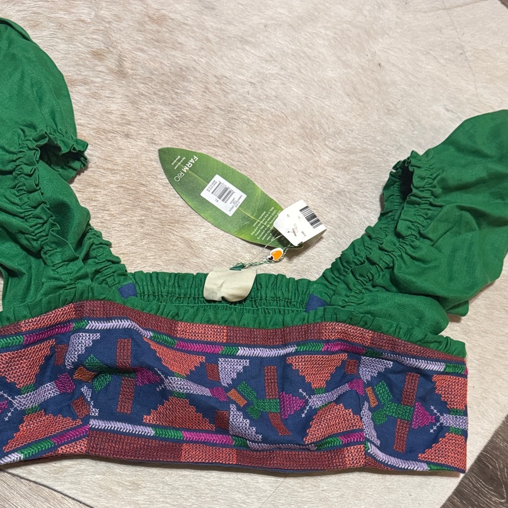 FARM Rio Green and Multicolor Crop Top